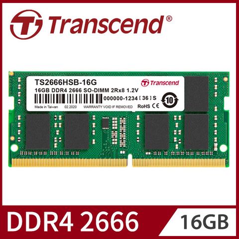 【Transcend 創見】16GB TSRam DDR4 2666 筆記型記憶體(TS2666HSB-16G)