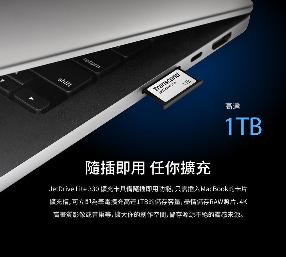 Transcend 創見JetDrive Lite 330 1TB Mac專用擴充卡(TS1TJDL330