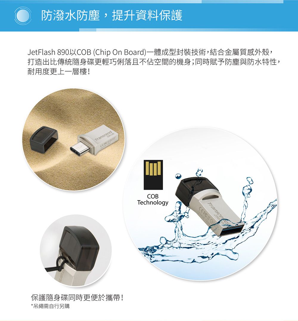 Transcend 創見 256GB JetFlash890 Type C OTG雙頭隨身碟-晶燦銀(TS256GJF890S ...