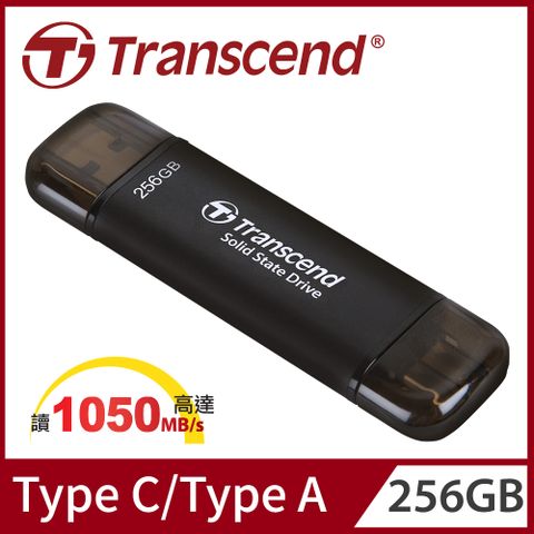 ★新一代雙接頭USB★【Transcend 創見】ESD310C USB3.2/Type C 256GB 雙介面固態行動碟-太空黑(TS256GESD310C)