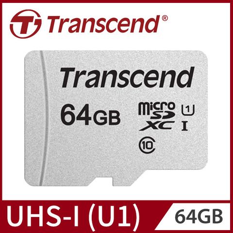 Transcend 創見 64GB USD300S microSDXC UHS-I U1記憶卡,附轉卡 (TS64GUSD300S-A)