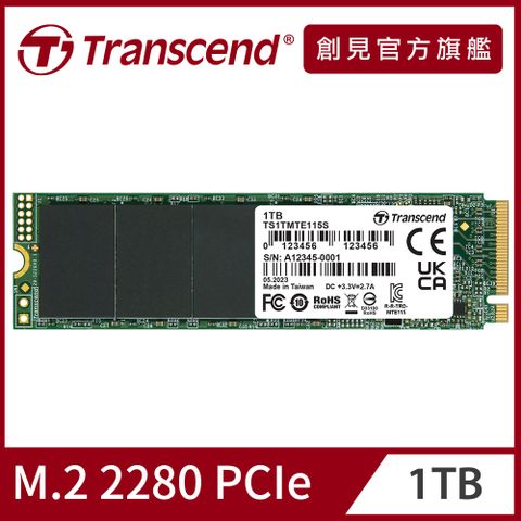Transcend 創見 MTE115S M.2 2280 PCIe Gen3x4 1TB SSD固態硬碟 (TS1TMTE115S)