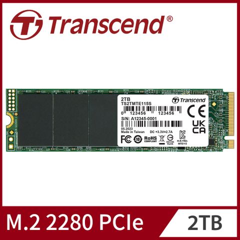 【Transcend 創見】 MTE115S M.2 2280 PCIe Gen3x4 2TB SSD固態硬碟 (TS2TMTE115S)