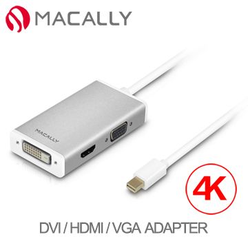 Macally 鋁製 Mini DisplayPort TO DVI/HDMI/VGA ADAPTER (4K)