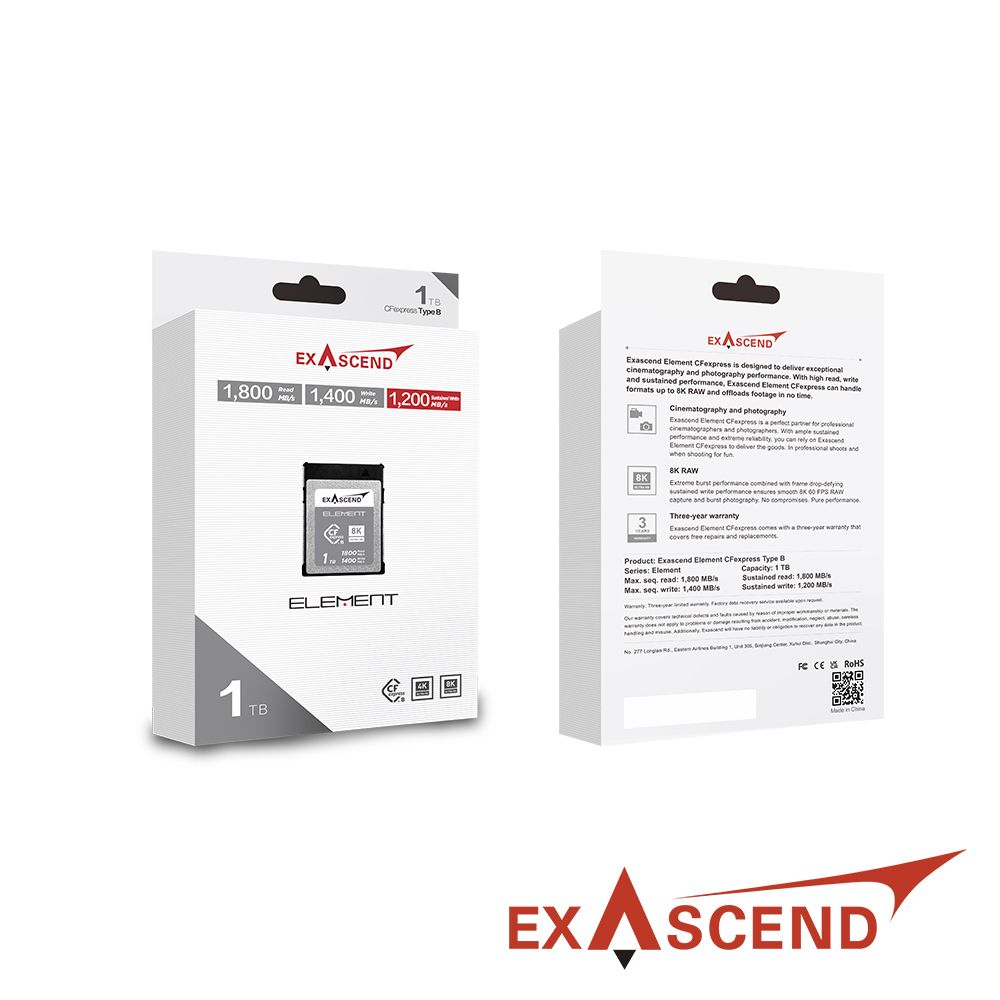 Exascend 憶昇  Element CFexpress Type B 高速記憶卡 1TB 公司貨