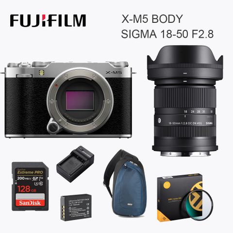 FUJIFILM 富士 X-M5 SIGMA套裝KIT組 公司貨 銀色