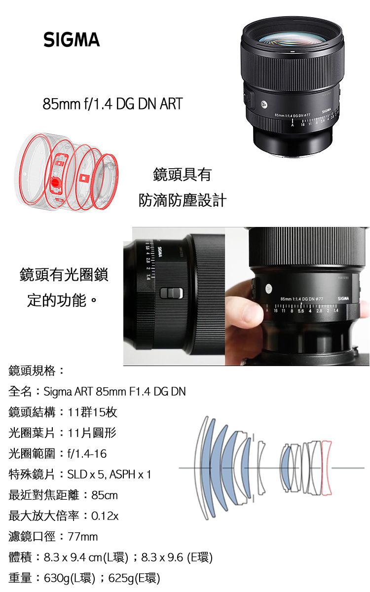 SIGMA 85mm F1.4 DG DN Art (公司貨) for SONY E接環- PChome 24h購物