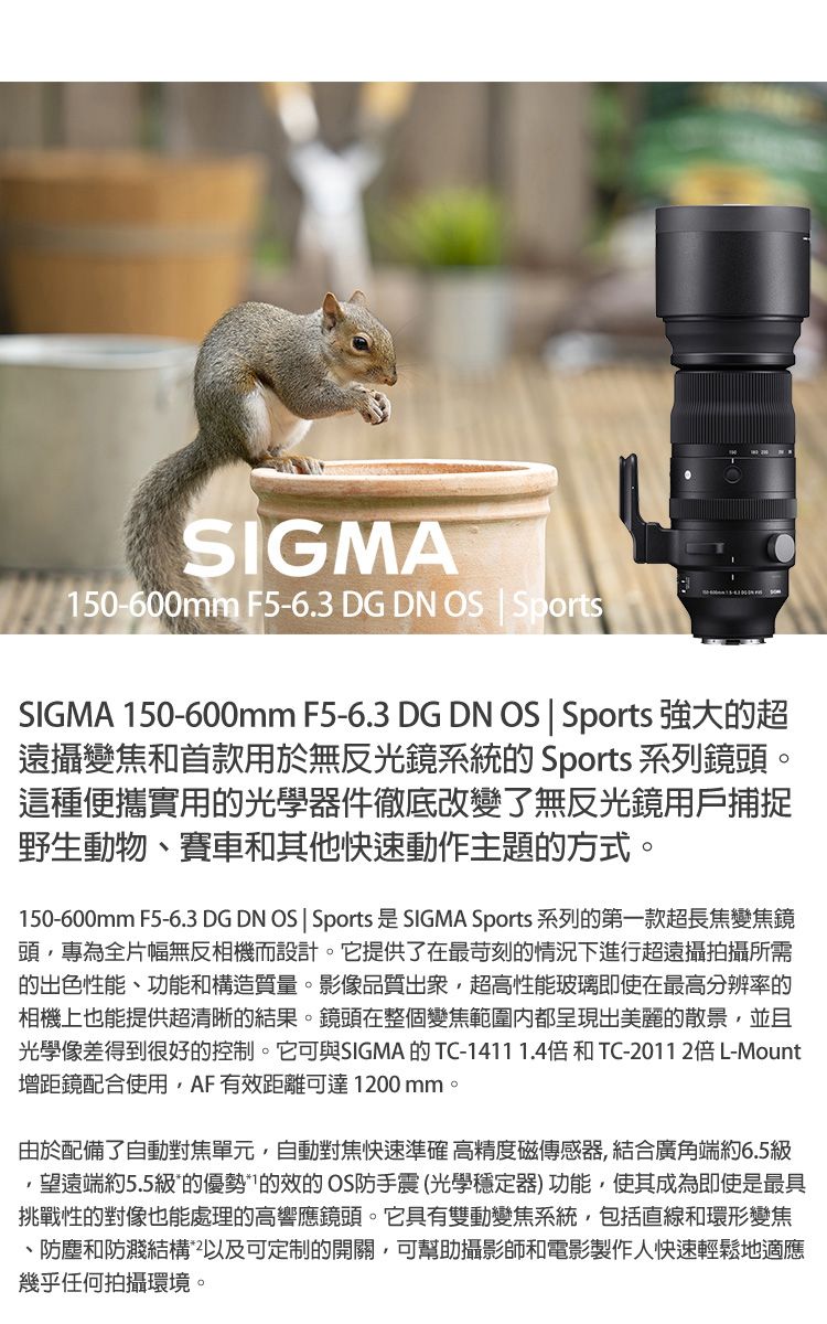 SIGMA 150-600mm F5-6.3 DG DN OS Sports for L-MOUNT 接環(公司貨) 全