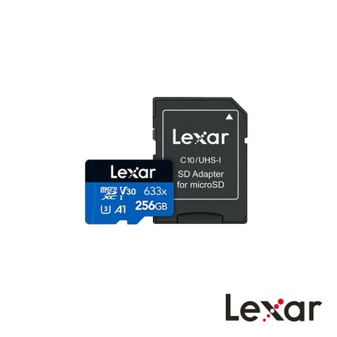 Lexar 雷克沙 633X microSD 含轉換卡 - C10 A1 UHS-I (U1) V30 256GB 公司貨