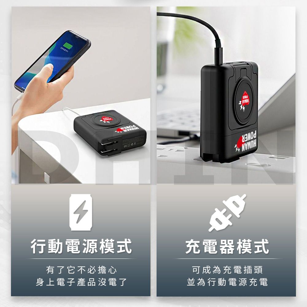 4行動電源模式有了它不必擔心身上電子產品沒電了充電器模式可成為充電插頭並為行動電源充電