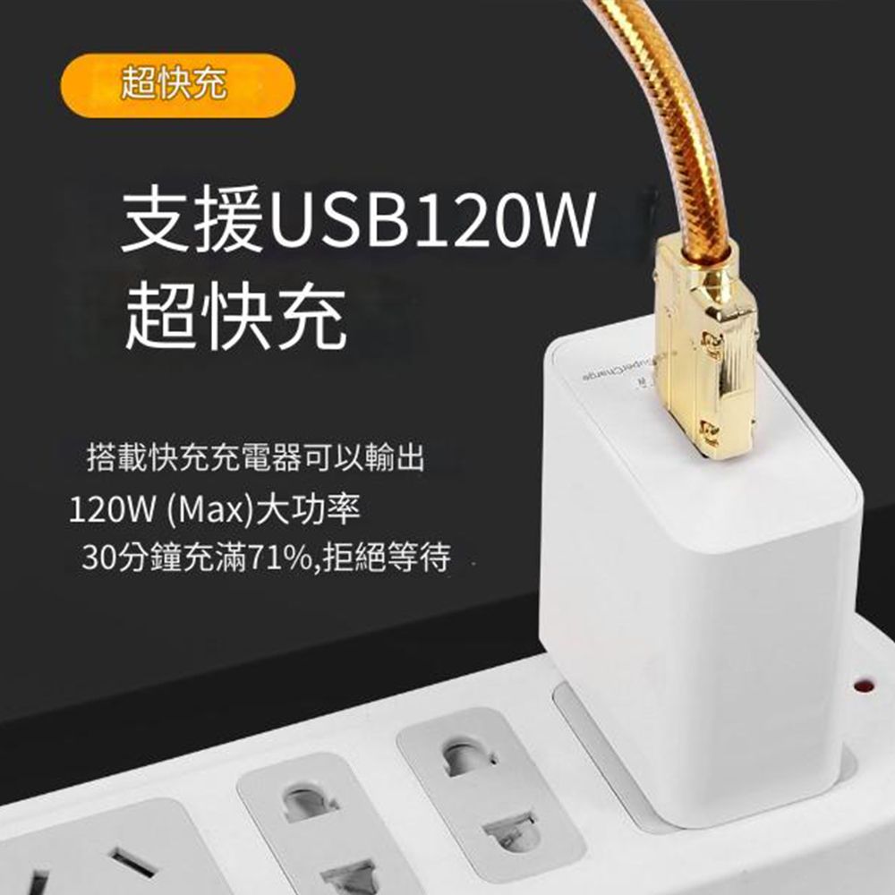  2米純銅金龍線USB-typec傳輸線 手機編織金龍線