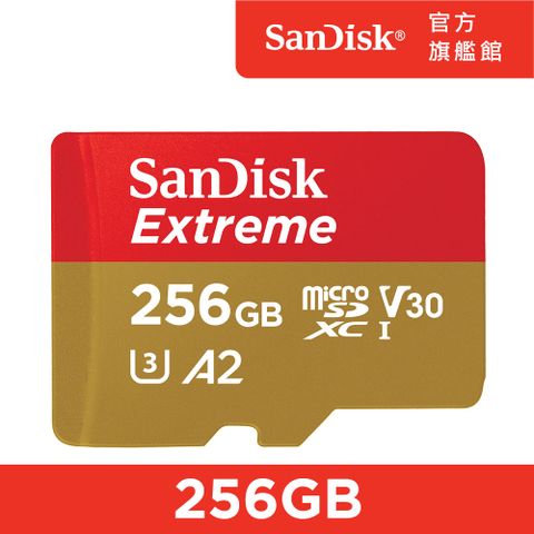 SanDisk Extreme microSDXC UHS-I (V30)(A2)256GB 記憶卡 (公司貨) 190MB/s
