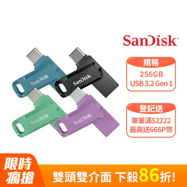 SanDisk 晟碟  Ultra Go Type-C 雙用隨身碟草本綠256GB(公司貨)