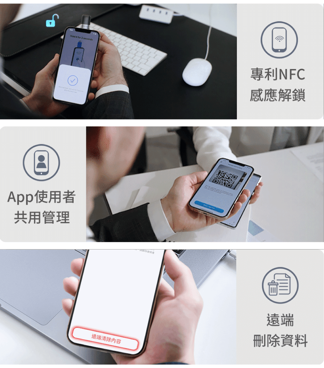 App使用者共用管理  for  seconds專利NFC感應解鎖遠端清除遠端刪除資料