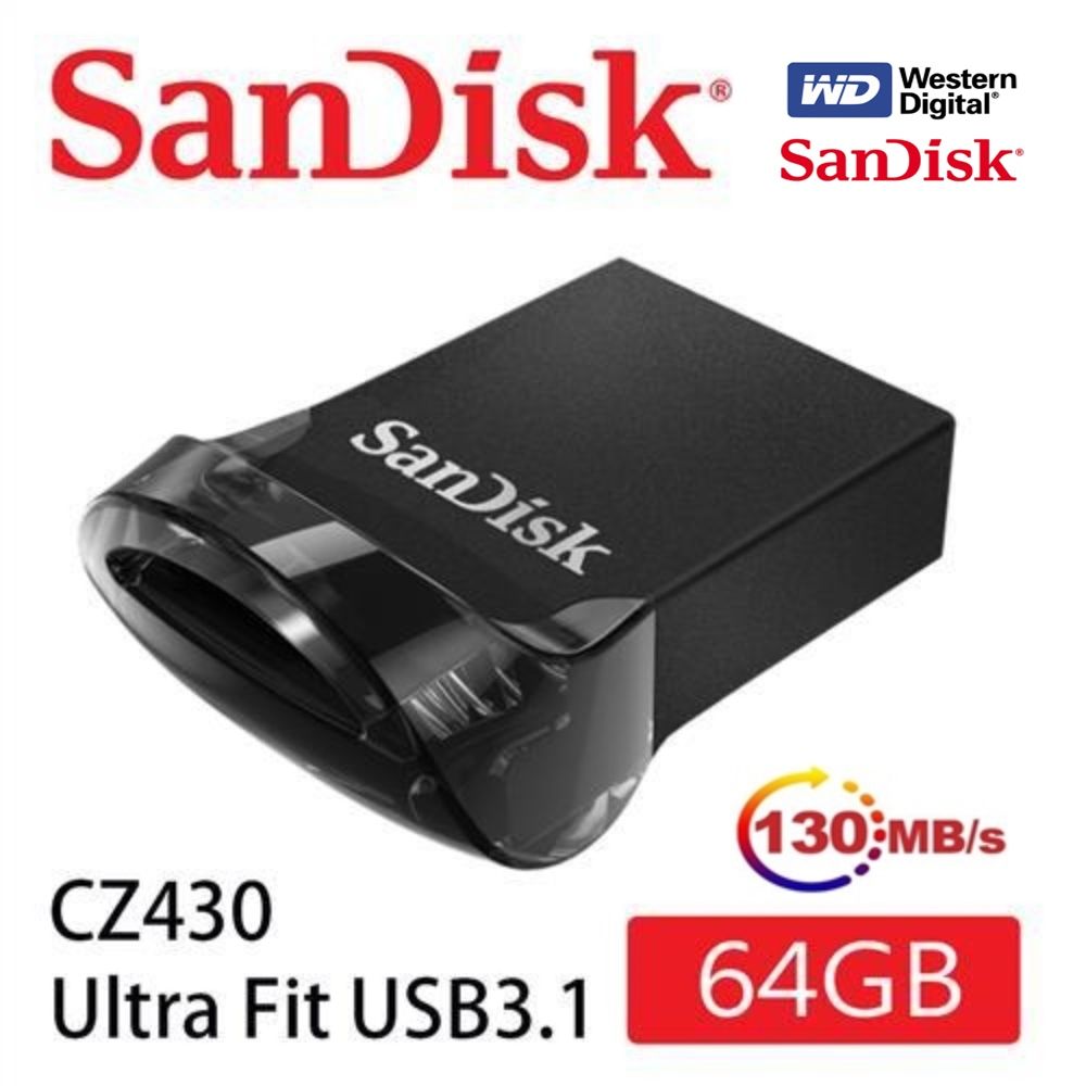 SanDisk 晟碟 [加速升級版 130MB/s]  Ultra Fit USB 3.2 64GB 高速隨身碟 5年保固