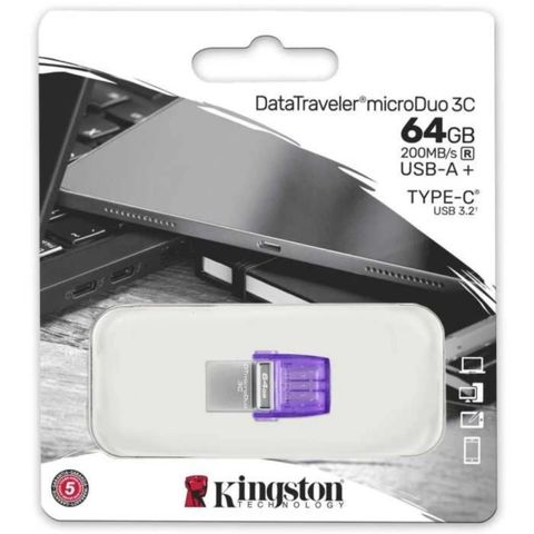 Kingston 金士頓 DataTraveler MicroDuo 3C 64GB 雙介面 TypeC 隨身碟(USB3.2 Gen1 原廠5年保固)