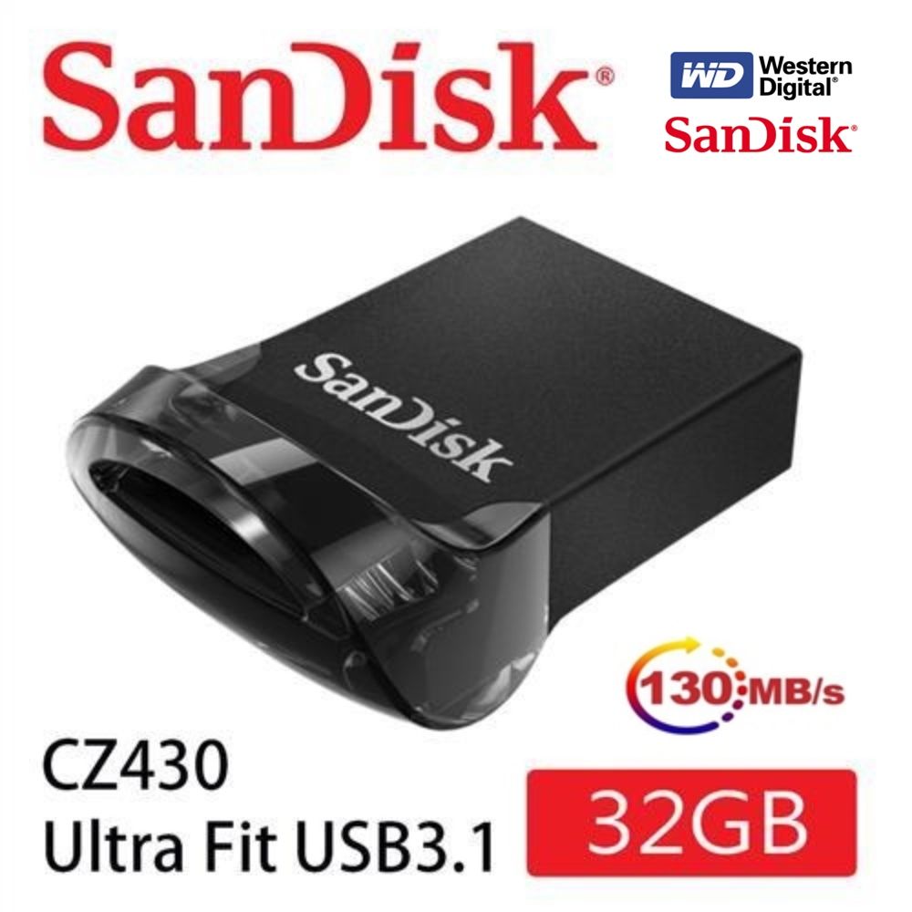 SanDisk 晟碟 [加速升級版 130MB/s]  Ultra Fit USB 3.2 32GB 高速隨身碟 5年保固