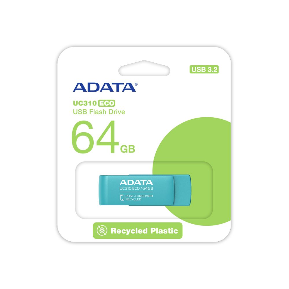 ADATA 威剛 UC310 ECO USB3.2 Gen1 旋轉隨身碟 64G(綠色)
