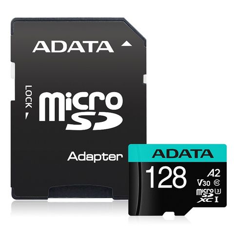 ADATA 威剛 Premier Pro microSDXC UHS-I U3 A2 V30 128G記憶卡(附轉卡)-2入組