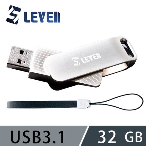 LEVEN 獵穩 32GB Carousel LINE USB3.1 金屬旋轉隨身碟(配備專屬吊繩)-3入組