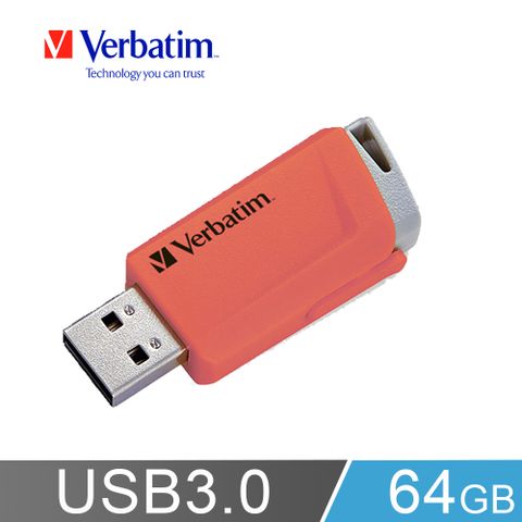 Verbatim威寶64GB USB3.0 Gen 1 高速滑蓋隨身碟(橘色)