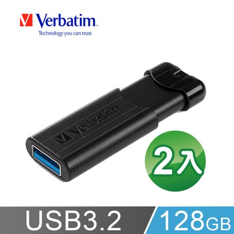 Verbatim威寶PinStripe 128GB USB3.2 Gen1 高速伸縮隨身碟 2入組
