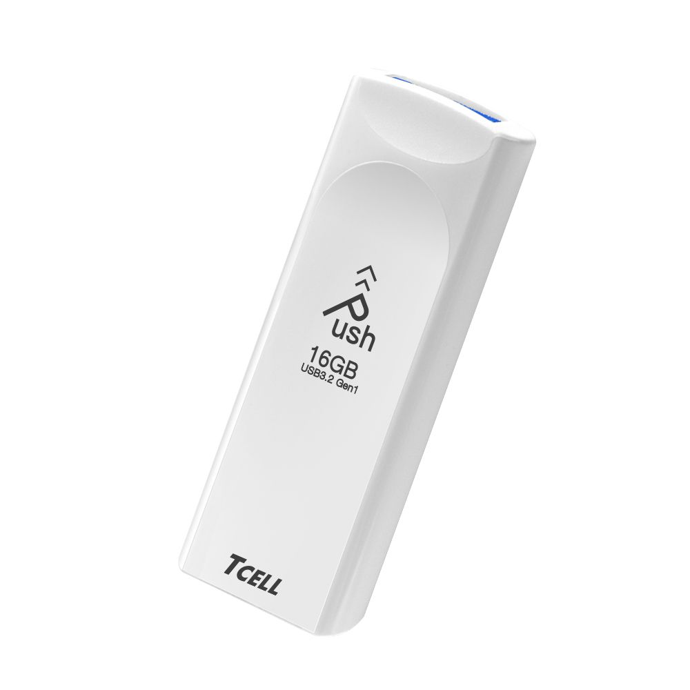 TCELL 冠元  USB3.2 Gen1 16GB Push推推隨身碟(珍珠白)