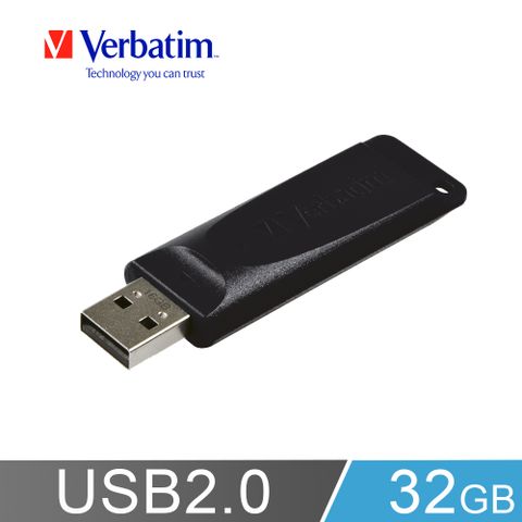 Verbatim 威寶Slider USB2.0 32GB 輕薄質感伸縮隨身碟(黑)