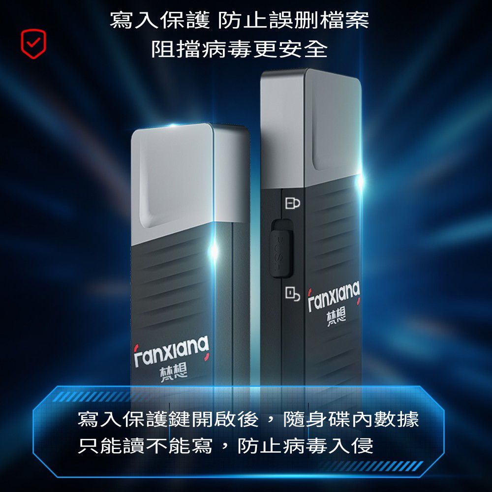 FANXIANG 梵想 F397 寫保護128GB固態隨身碟 USB3.2Gen2+Type-C 讀速550MB/s寫速500MB/s