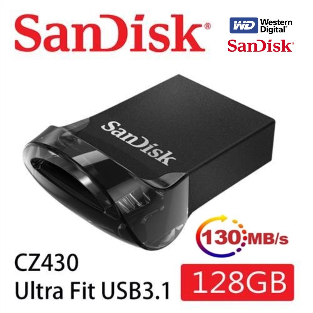 SanDisk 晟碟 [加速升級版 130MB/s]  Ultra Fit USB 3.2 128GB 高速隨身碟 5年保固