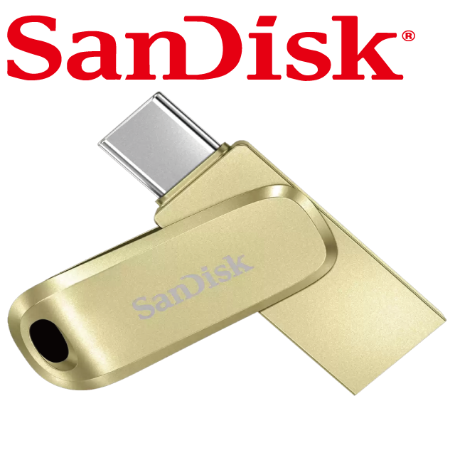 SanDisk 晟碟  Ultra Luxe USB Type-C 512G金色 雙用隨身碟