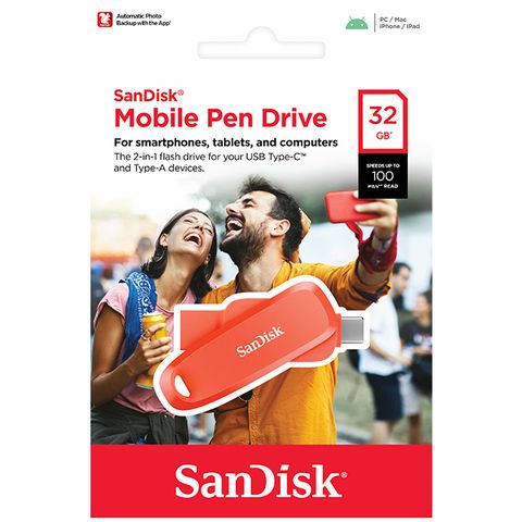SanDisk 32G 32GB Phone DriveTYPE C/A SDDDC6-032G 橘色 100MB/s USB 3.2 雙頭隨身碟