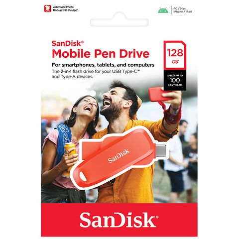 SanDisk 128G 128GB Phone DriveTYPE C/A SDDDC6-128G 橘色 100MB/s USB 3.2 雙頭隨身碟