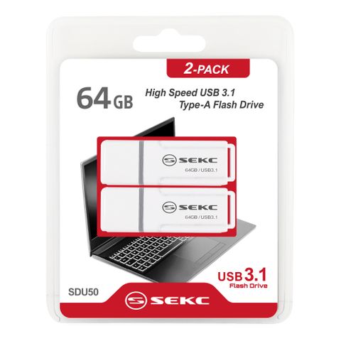 SEKC SDU50 64GB USB3.1 高速隨身碟 經典白 2入包裝