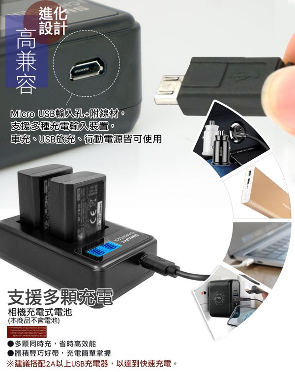 YHO 液晶雙槽充電器for Canon BP-511 / BP-511A (一次充兩顆電池)行動