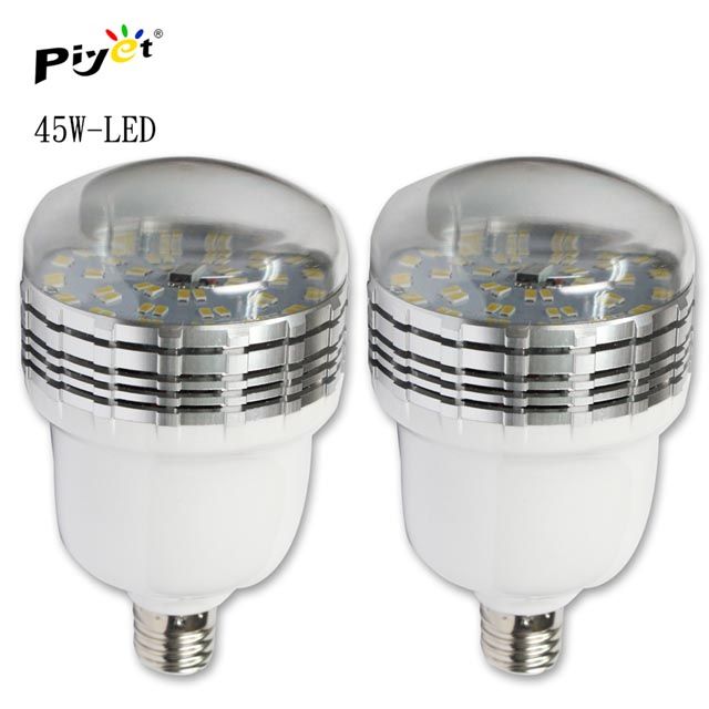 PIYET  LED攝影燈泡(45w兩顆裝) 商品攝影棚LED燈泡E27攝影燈泡5500K標準色溫白光免調白平衡持續燈常亮燈
