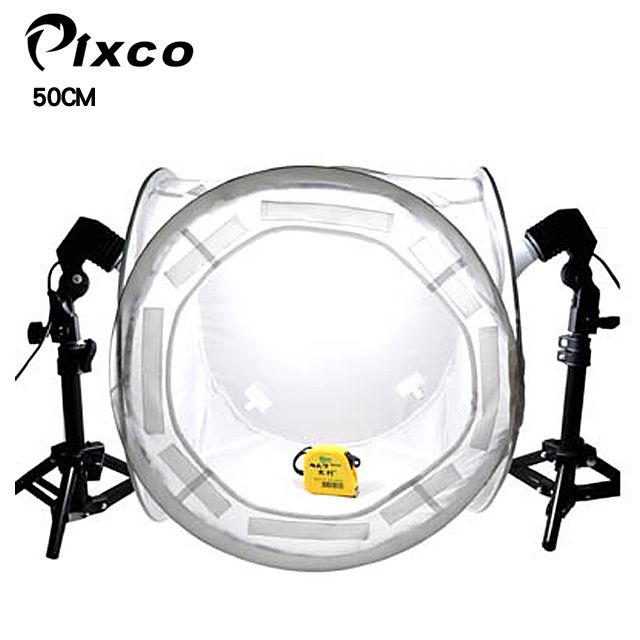 Pixco  LED攝影棚(50CM)雙燈 柔光控光圓棚靜物攝影棚手機攝影樣品產品拍攝商業靜物攝影學校教學