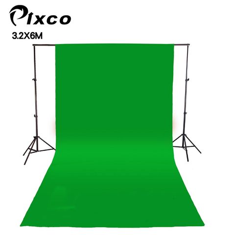 Pixco 拍攝寶優質TC棉背景布3.2X6M-綠色 綠布綠幕摳圖去背KEY背虛擬攝影棚去背合成直播舞台布佈置陳列桌布