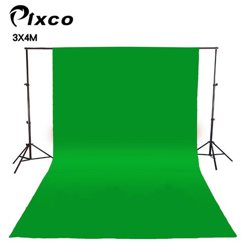 Pixco 拍攝寶優質TC棉背景布3X4M-綠色 綠布綠幕摳圖去背KEY背虛擬攝影棚去背合成直播背景舞台布佈置陳列桌布