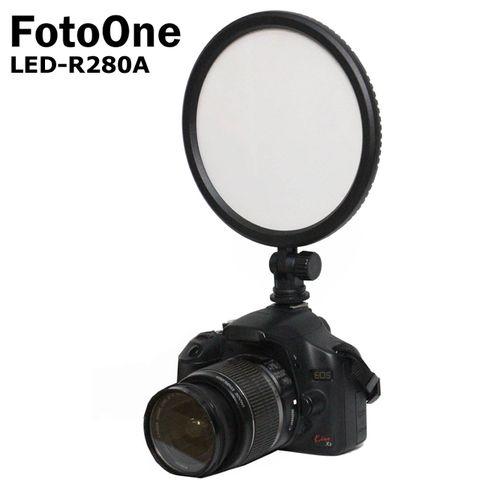 FotoOne LED-R280A柔光攝影燈 圓板燈直播影視持續可裝電池外拍高顯色可調色溫亮度學校教學影片