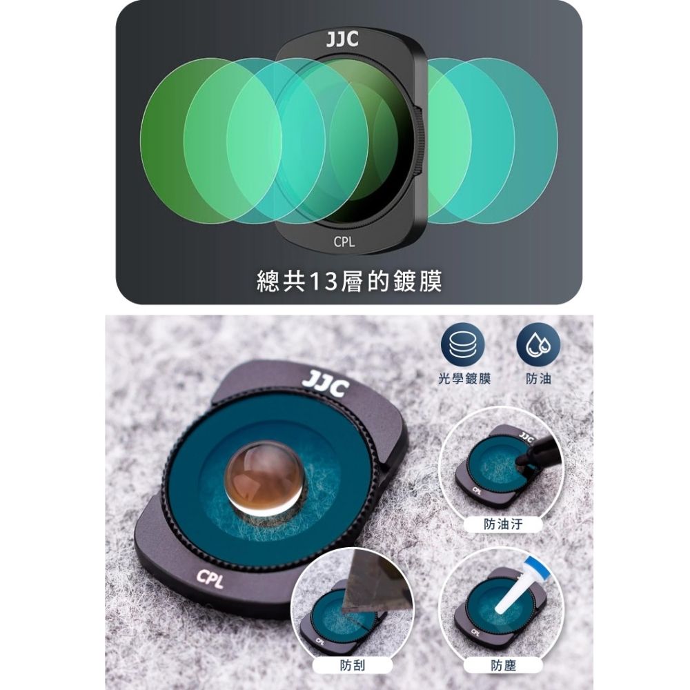 JJC 磁吸多層膜DJI大疆Osmo Pocket 3濾鏡6入組F-DP3K6(含ND8/ND16/ND32/ND64/ND256減光鏡&CPL偏光鏡)