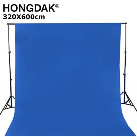 HONGDAK 優質混紡背景布320X600公分-藍色藍布摳圖藍幕去背KEY背虛擬攝影棚用藍幕去背合成直播背景佈置陳列桌布