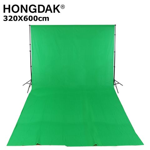 HONGDAK 優質混紡背景布320X600公分-綠色綠布綠幕摳圖去背KEY背虛擬攝影棚去背合成直播背景舞台布佈置陳列桌布