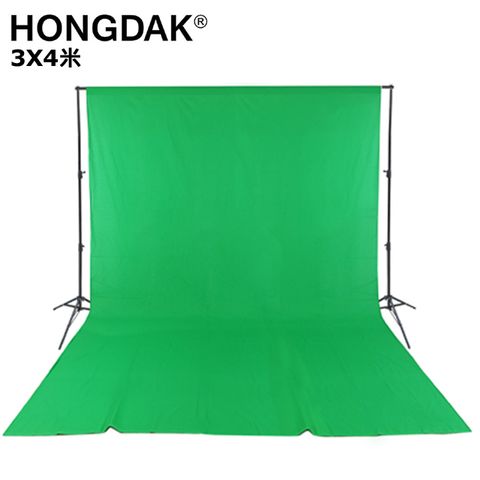 HONGDAK 3X4米綠色純棉背景布300x400cm綠布綠幕摳圖去背KEY背虛擬攝影棚去背合成直播背景舞台布佈置陳列桌布