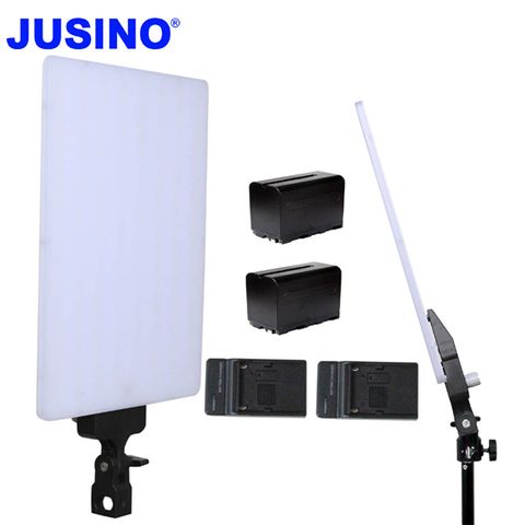 Jusino LED380C超薄平板攝影燈送750鋰電2米燈架直播影視持續可裝電池外拍高顯色可調色溫亮度學校教學影片