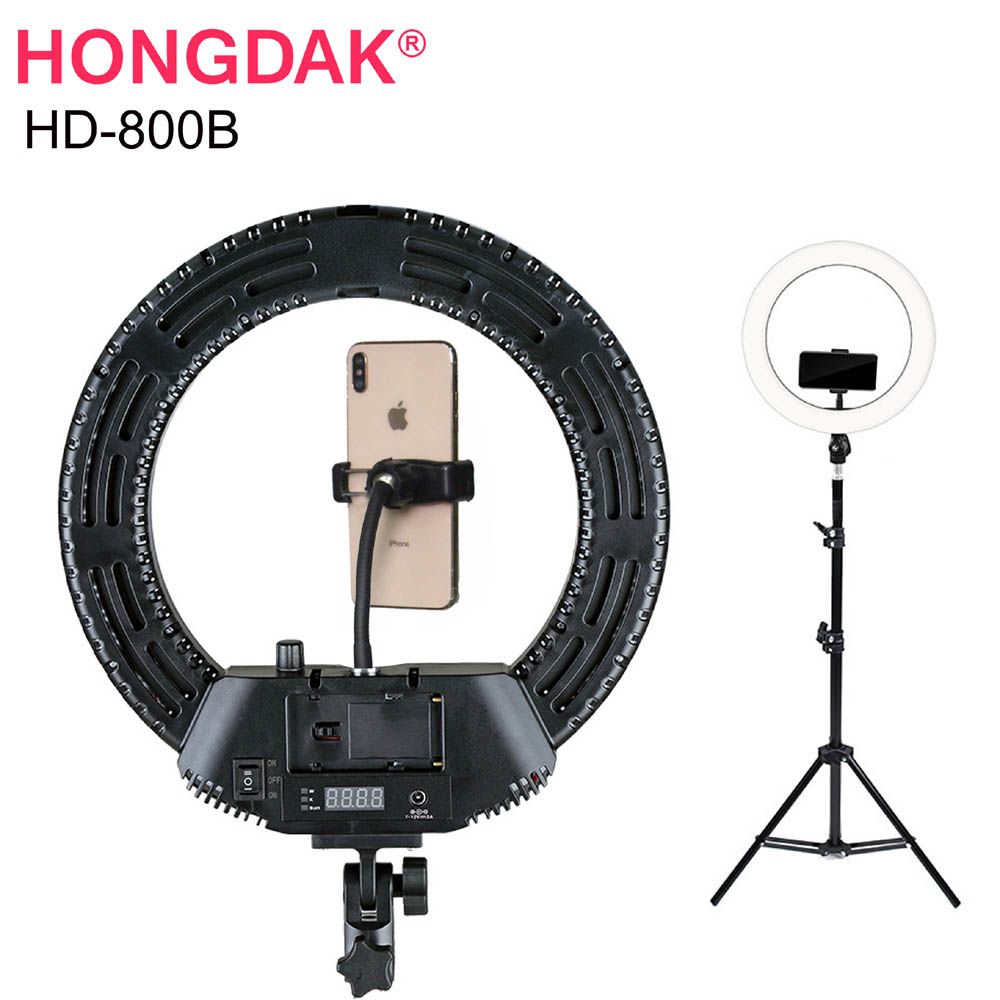 HONGDAK 12吋環形燈HD800B送燈架環形臉書FB網路直播主播美容美髮紋鏽補光燈可調色溫可調亮度學校教學