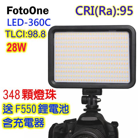 FotoOne LED360C攝影燈送F550鋰電池 28W大功率高亮度LED攝影燈雙色溫調色溫持續熱靴平板燈