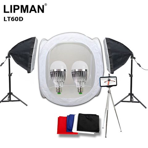 60cmLED雙燈棚組LIPMAN 60cm行動攝影棚雙燈組-LT60DCRI(Ra):91 LED攝影燈泡