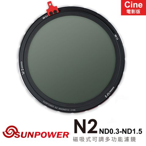 ★送轉接環SUNPOWER N2 CINE ND0.3-ND1.5 磁吸式可調多功能濾鏡 電影版