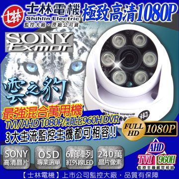 【士林電機】 監視器 TVI AHD 1080P 室內海螺型半球 SONY Exmor 晶片 6顆陣列式高功率紅外線燈 OSD選單